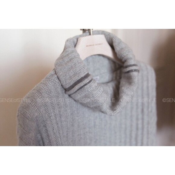 Brunello Cucinelli Women's Cashmere Sweater Monili Trim Size L - Picture 3 of 7
